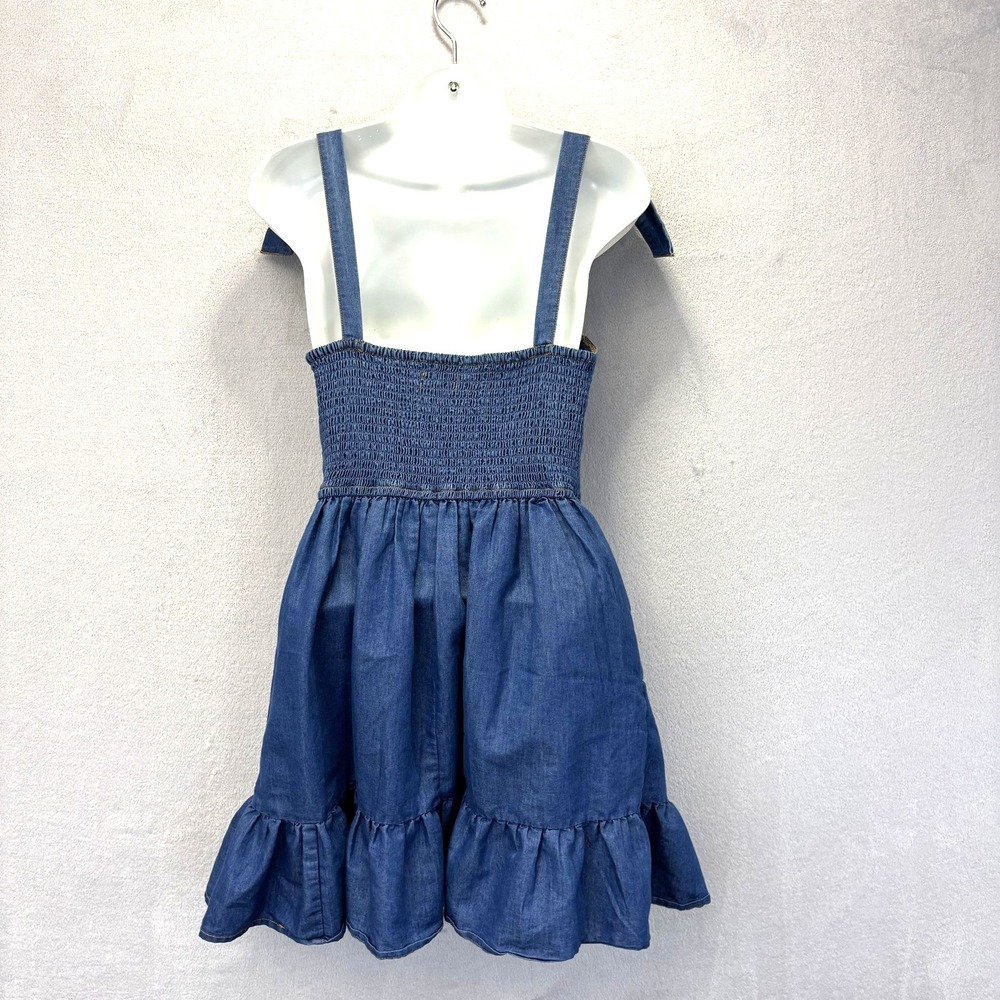 Band of the Free Smocked Babydoll Sundress Womens XS Chambray Bow‎ Sweetheart - Picture 4 of 15